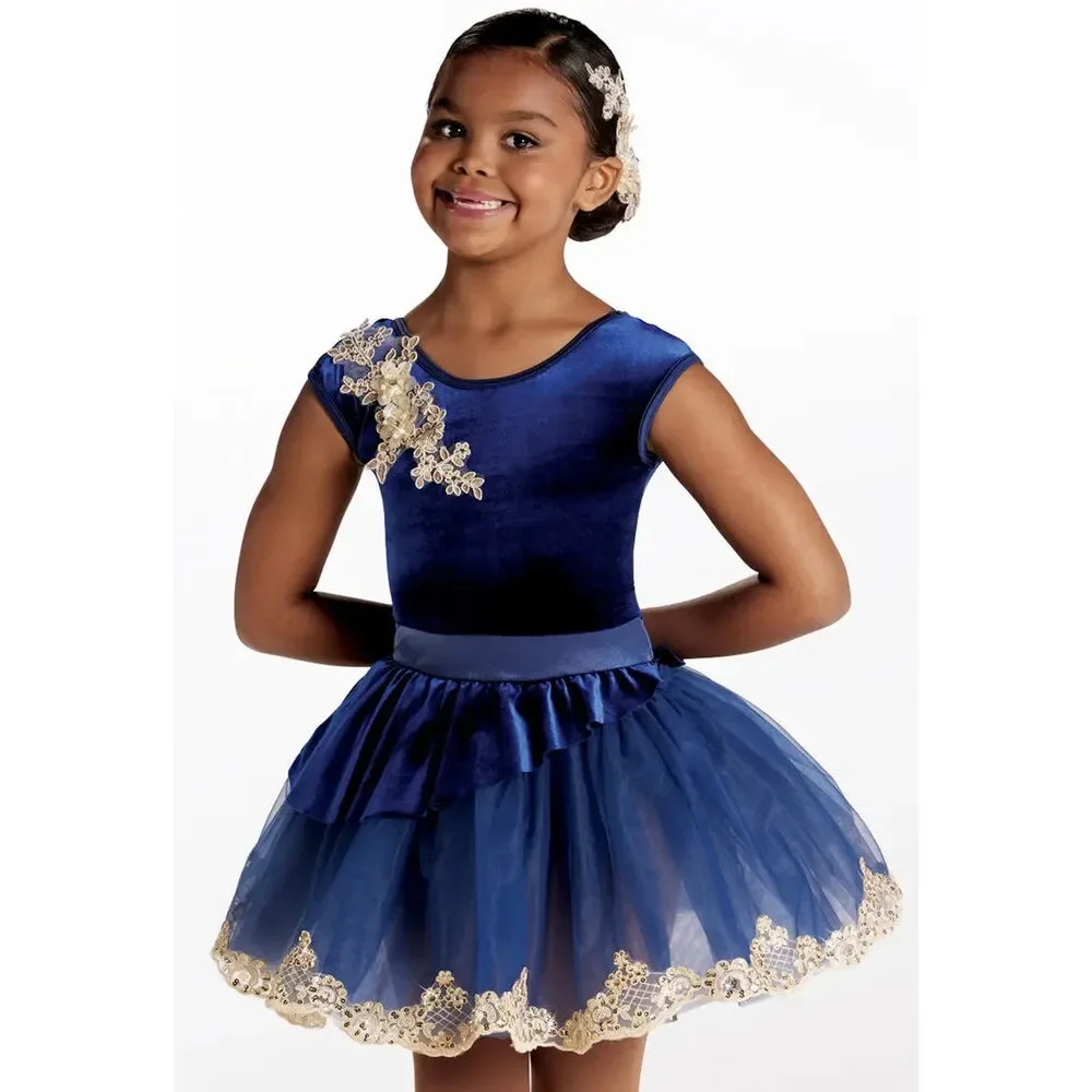 Pre-Owned Dance Costume Small Child Blue Weissman 15371 Ballet Pointe YAGP Lace